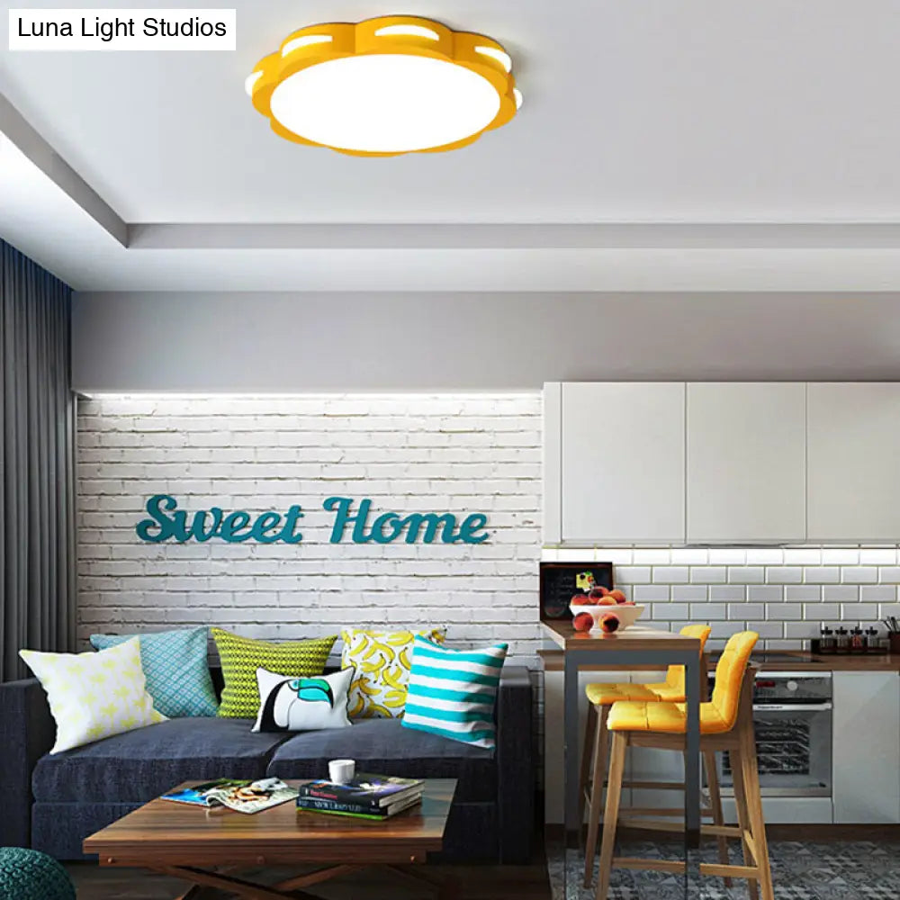 DecorBites™ DecorBites™ Flush Mount Macaron LED Ceiling Light with Acrylic Floral Shade - Ideal for Girls' Bedroom