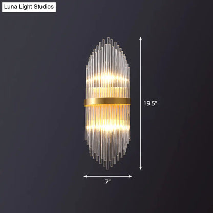 DecorBites™ Flute-shaped Wall Sconce with Clear Crystal Rods - Bedside Wall Light in Gold