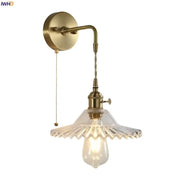 Fluted brass glass led wall sconce with brass-finished mount clear fluted glass shade for bedroom decorbites brass glass