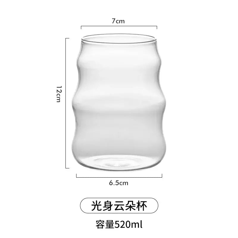 Clear glass coffee mug with wavy bamboo-inspired silhouette 12cm tall 7cm wide from fluted coffee mug set decorbites glass coffee