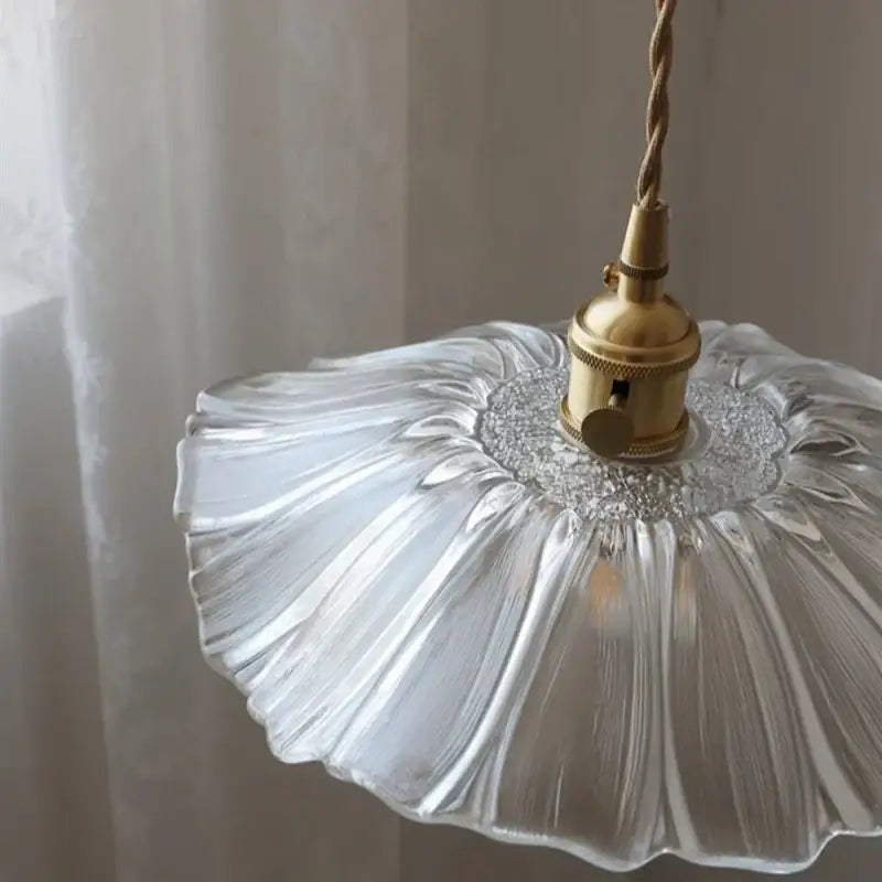 Fluted clear glass pendant light with brass finish and twisted cord for kitchen dining decorbites clear glass nordic style