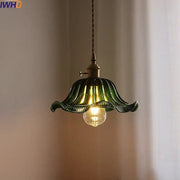 Fluted green stripe glass pendant light with petal design and brass hardware perfect for kitchen fixture decorbites green stripe