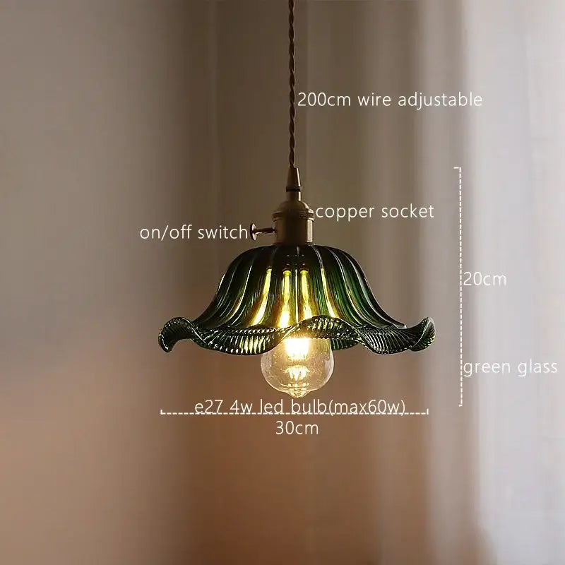 Fluted green stripe glass pendant light with green glass shade copper socket and adjustable 200cm wire decorbites green stripe
