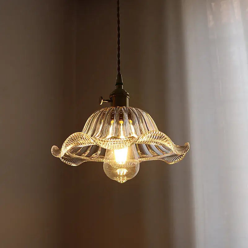 A delicate translucent fluted green stripe glass pendant light with exposed bulb for kitchen decorbites green stripe