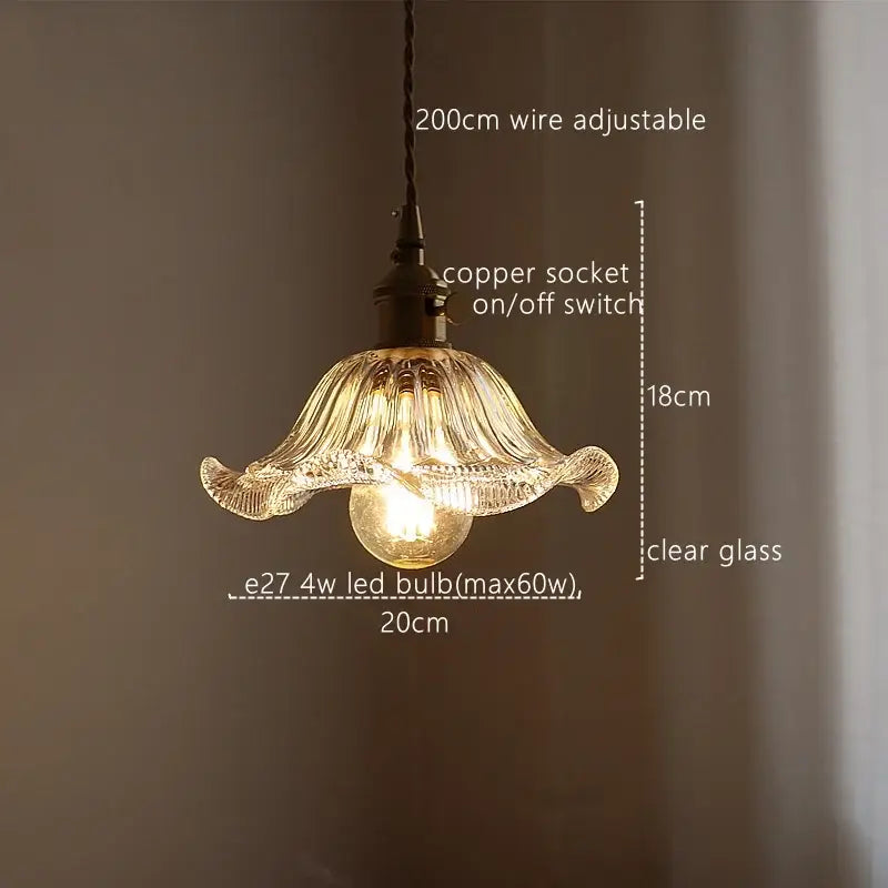 Fluted green stripe glass pendant light featuring a delicate clear glass design with exposed edison bulb for decorbites decor