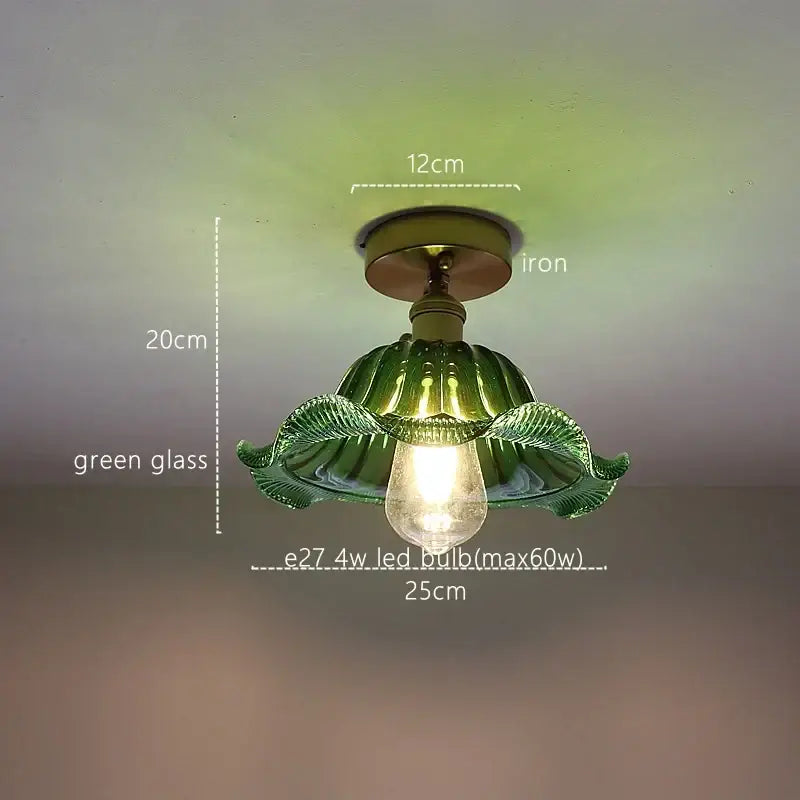 Fluted green stripe glass pendant light with a green glass leaf-shaped shade and iron base for kitchen decorbites green stripe