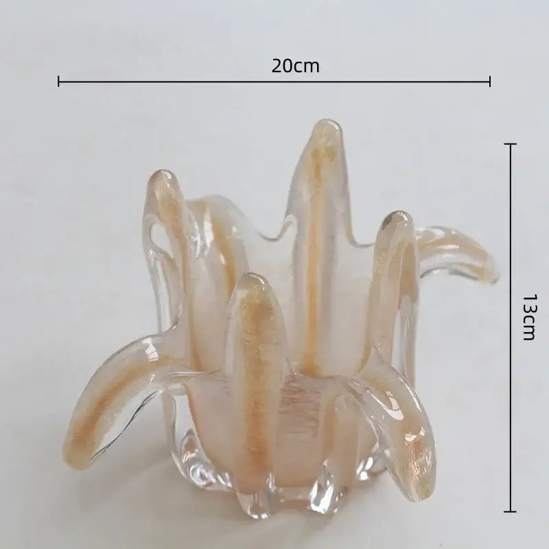 Translucent amber-tinted glass bud glass vase with sculptural flower-like petals for decorbites geometric bud decor