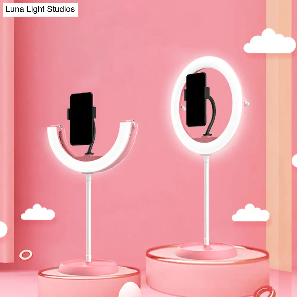 DecorBites™ DecorBites™ Foldable Metal Vanity Lamp with Mobile Phone Support & LED Light - Available in Black, White, and Pink