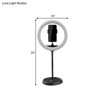 DecorBites™ DecorBites™ Foldable Metal Vanity Lamp with Mobile Phone Support & LED Light - Available in Black, White, and Pink