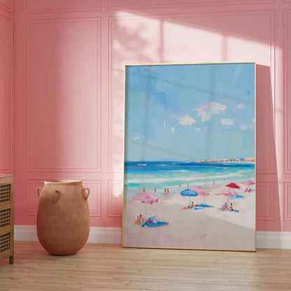 Frameless Summer People Swimming Canvas Wall Art