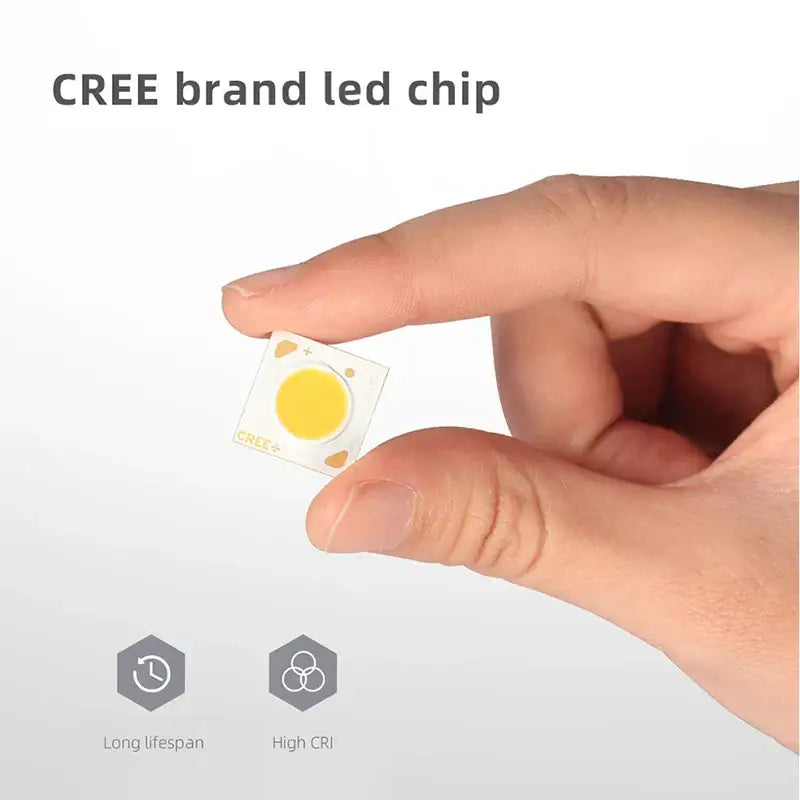A small square cree brand decorbites cob led chip with bright yellow light area for frameless cob led downlight