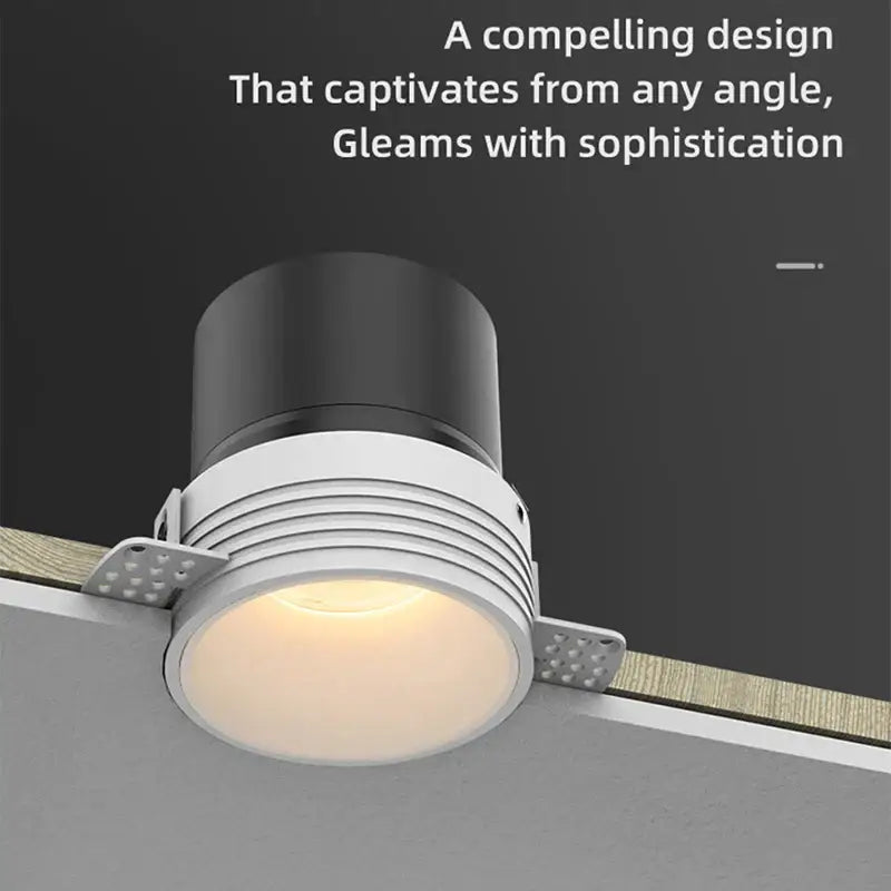 Modern frameless white cob led downlight with black concentric ridged design for living room ambient decorbites cob led