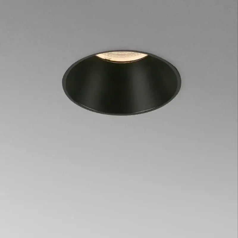 Black recessed decorbites cob led downlight with warm circular glow for frameless white living room ambient ceiling light