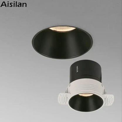Frameless white cob led downlight with black and white aisilan recessed matte finish for living room decorbites cob led