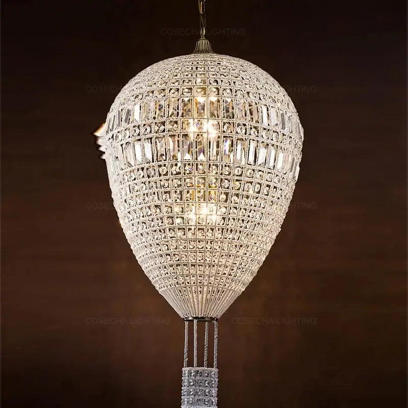 A sparkling french balloon crystal pendant light with gold metal frame and intricate patterns for luxury decorbites pendant lights