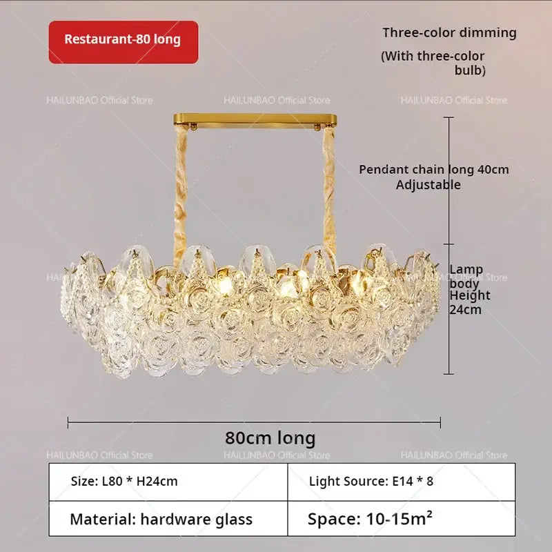 Gold-toned decorbites French chandelier pearl pendant light with flower-like clear glass design for bedroom decor