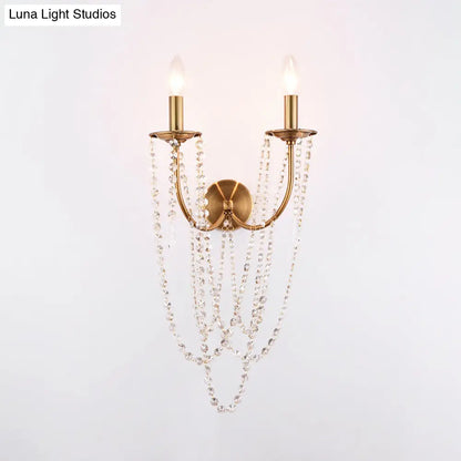 DecorBites™ DecorBites™ French Country Gold Wall Sconce with Crystal Bead Strand - 2 Light Fixture