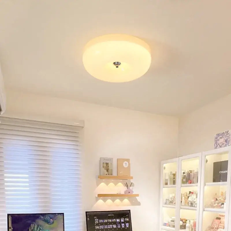 Round ceiling lamp with frosted glass and warm glow decorbites french cream ceiling for bedroom lighting decor