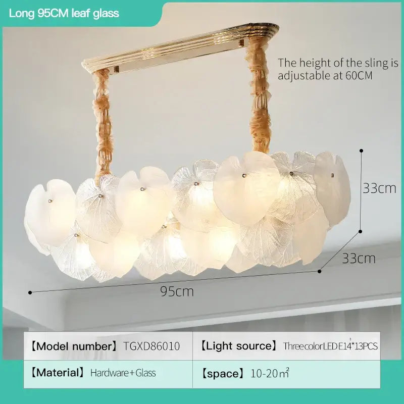 Elegant decorbites french cream crystal chandelier featuring white petal glass and gold-toned adjustable frame for living room decor