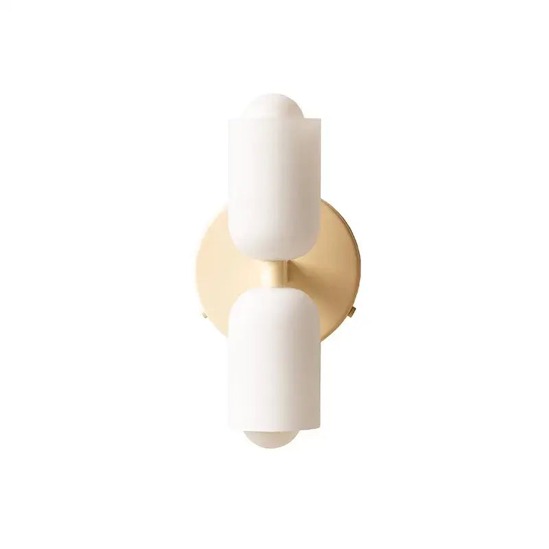 Modern french cream double wall lamp with frosted glass shades and brushed brass backplate by decorbites for bedroom decor