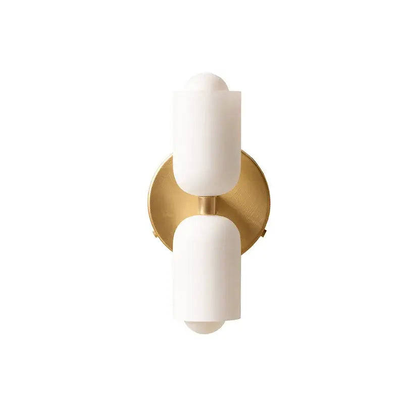 Modern french cream double wall lamp with frosted white glass shades and brushed brass backplate from decorbites french cream