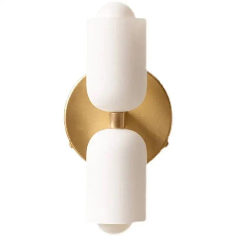 White matte glass wall lamp with brushed brass backplate and stem decorbites french cream double for bedroom decor