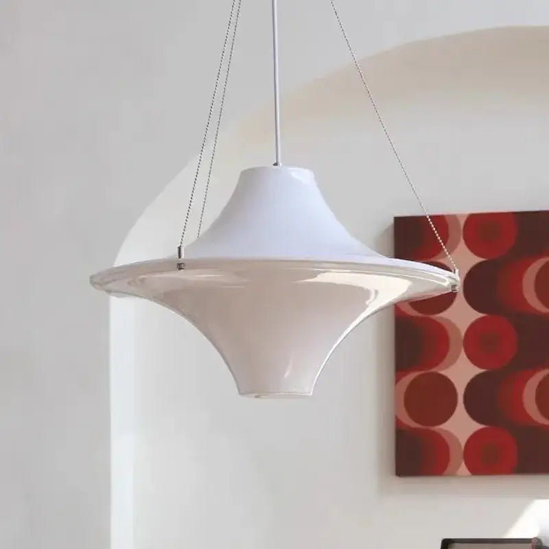 A sleek white ceramic french cream modern pendant chandelier with conical shape for dining room decorbites french cream