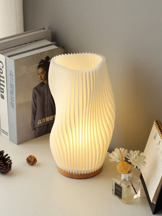 French cream style 3D desk lamp ins internet red pleated bedroom bedside lamp study coffee shop card seat atmosphere