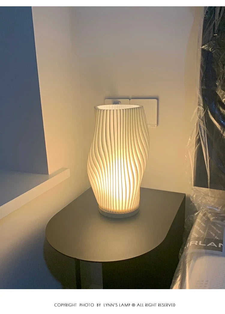 French cream style 3D desk lamp ins internet red pleated bedroom bedside lamp study coffee shop card seat atmosphere