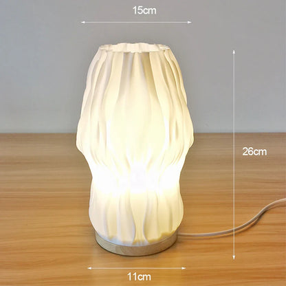 French cream style 3D desk lamp ins internet red pleated bedroom bedside lamp study coffee shop card seat atmosphere