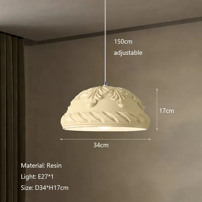 Cream-colored resin pendant light with intricate floral and ribbed detailing decorbites french cream style led chandelier