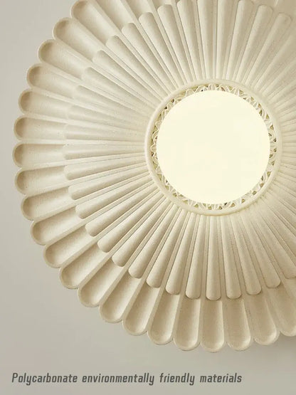 Off-white french cream wind sunburst wall lamp with central mirror and petal arms for bedroom decorbites french cream decor