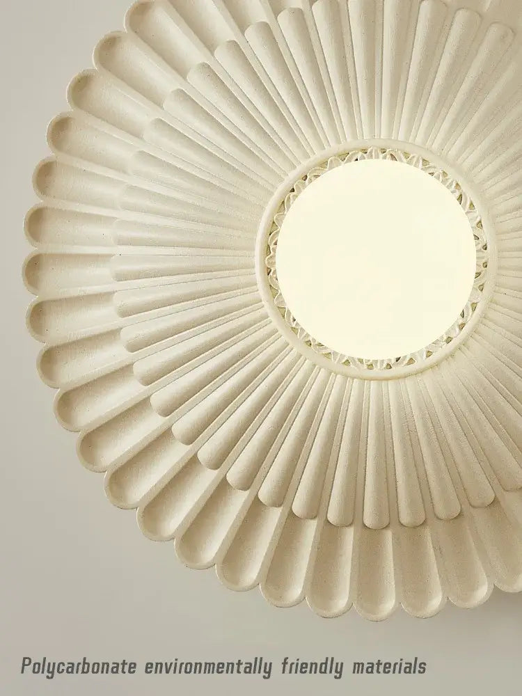 Off-white french cream wind sunburst wall lamp with central mirror and petal arms for bedroom decorbites french cream decor