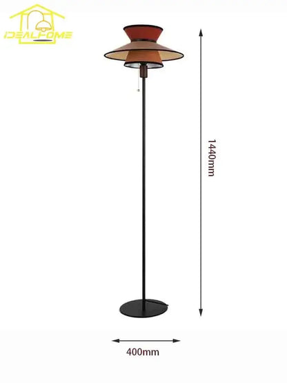 Black metal floor lamp with tiered conical amber shade for living room decorbites french design vertical style