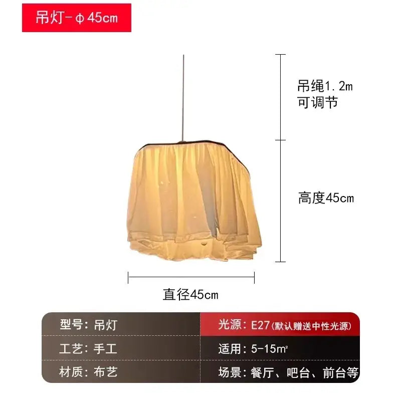 Beige handmade fabric pendant lights with 45cm diameter and adjustable 1.2m cord by decorbites french design for dining rooms