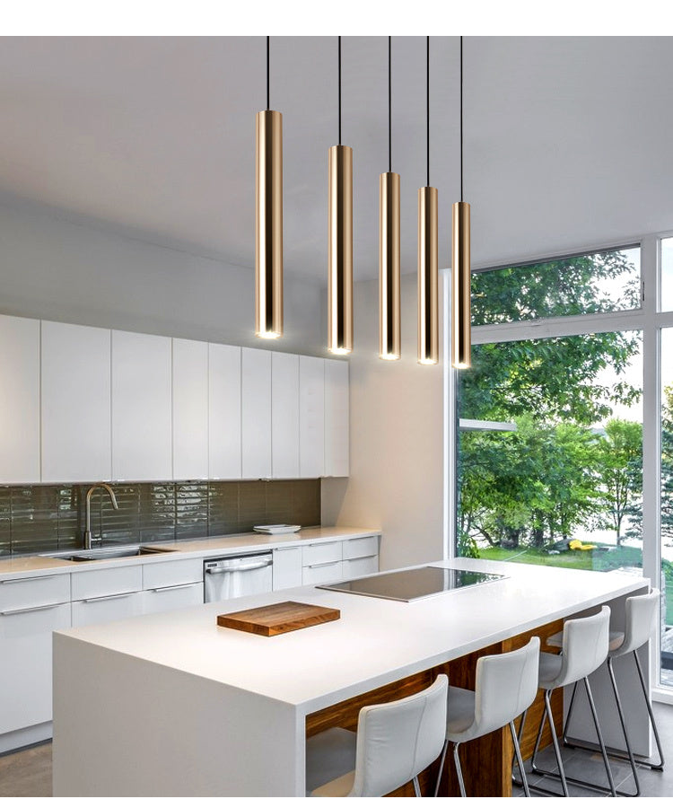 Gold Cylindrical Chandelier Light