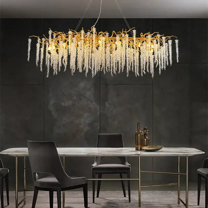 French golden crystal branch chandelier with cascading clear crystal droplets for living room decorbites crystal branch