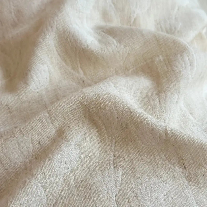 Off-white textured fabric with subtle woven pattern in french lace cream jacquard linen cotton bedding set decorbites jacquard linen