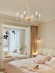 A delicate white crystal chandelier with crystal accents for living room decorbites french light luxury lighting