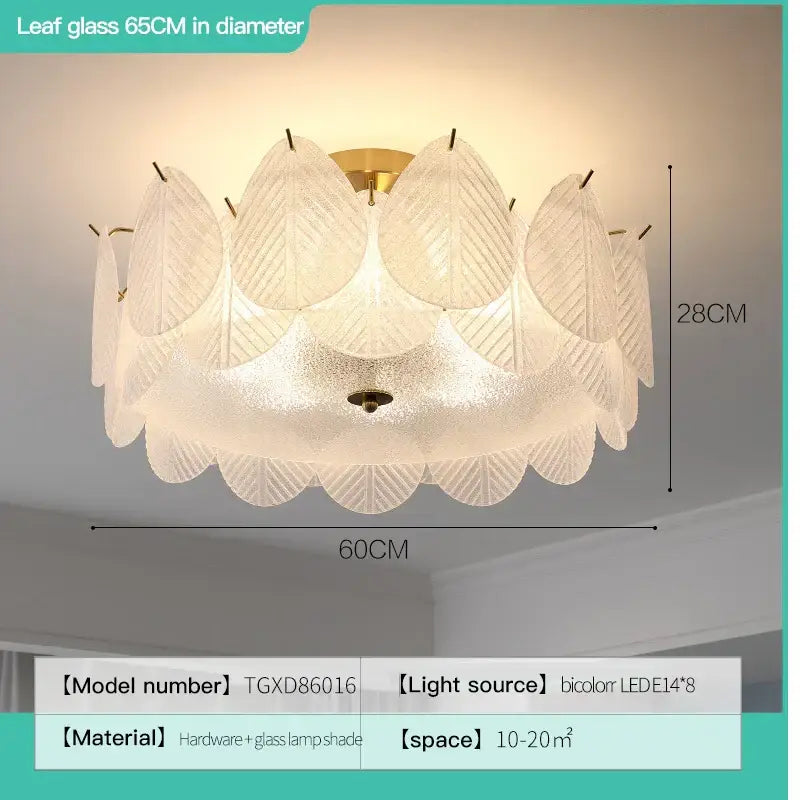 French luxury cream leaf glass chandelier with gold-toned metal fixture for elegant living room decorbites french luxury lighting