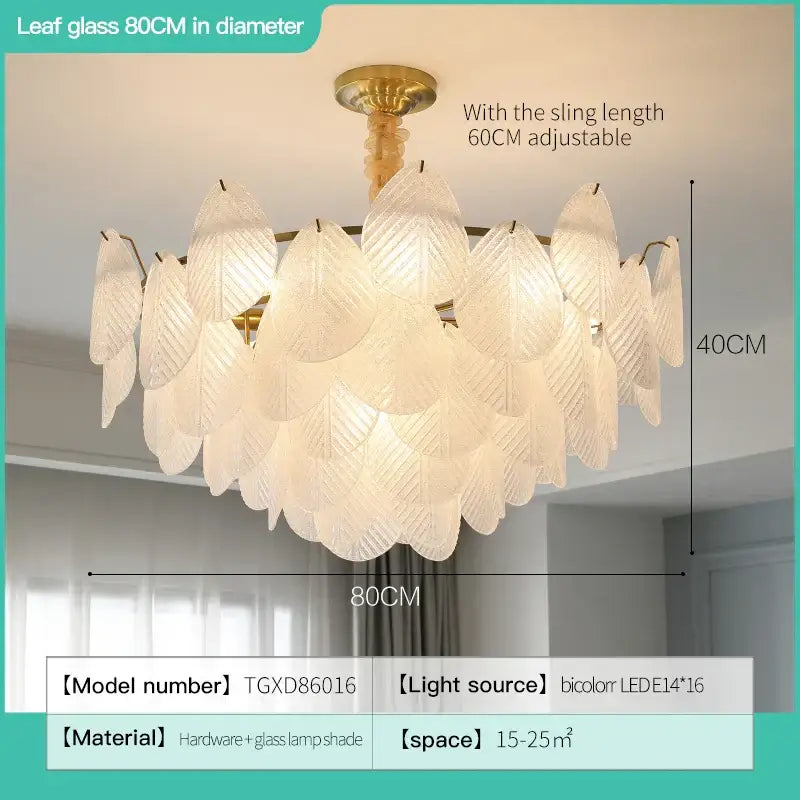 A delicate 80cm diameter leaf-shaped french luxury cream chandelier with frosted glass shades and brass finish for living room decorbites french luxury