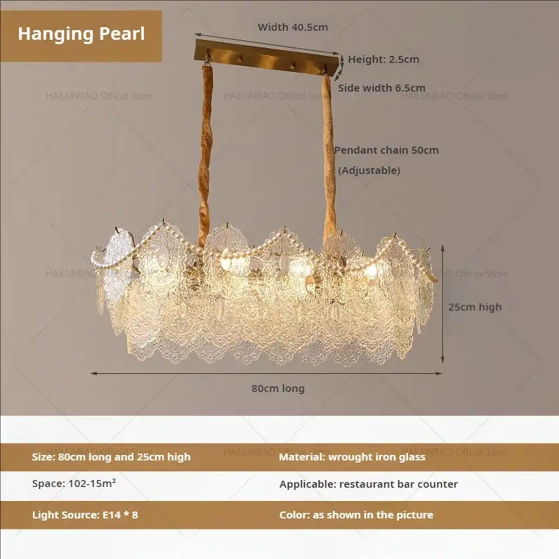 Elegant decorbites cream crystal chandelier with lace-like glass details and warm brass finish for living room lighting
