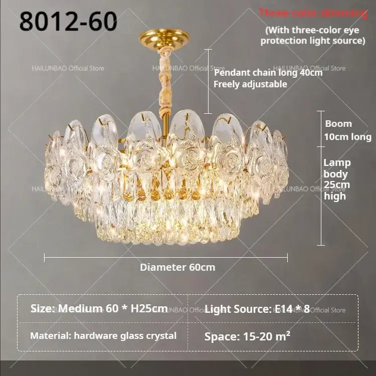 French luxury gold crystal rose chandelier with three-color dimming and glass elements by decorbites crystal rose decorbites crystal