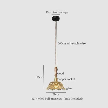 Brass-finished brass pendant lamp with wooden handle and copper wood glass socket for french minimalist dining decorbites copper wood