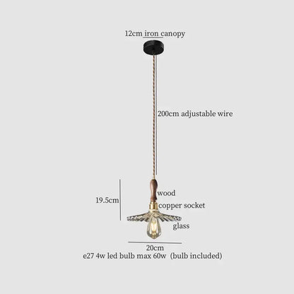 Vintage-style pendant lamp with black iron canopy copper wood glass and exposed edison bulb for dining room decorbites copper wood