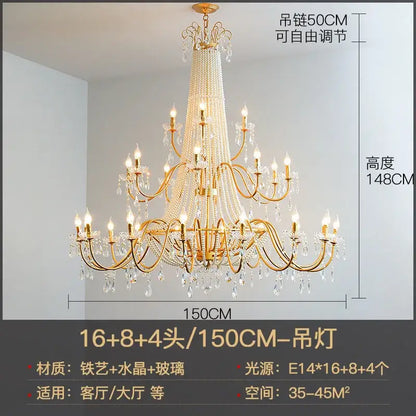 Luxurious decorbites french pearl chandelier gold with crystal droplets and pearl beads featuring 28 light fixtures