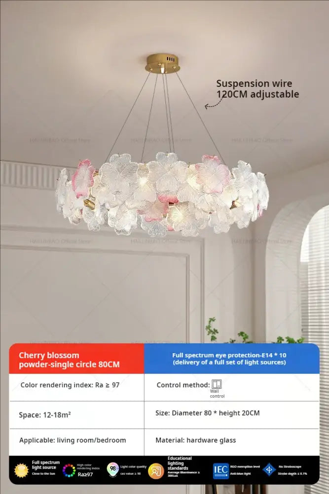 Delicate 80cm french petals crystal chandelier light with white and pink hardware glass petals for dining room decorbites petals crystal