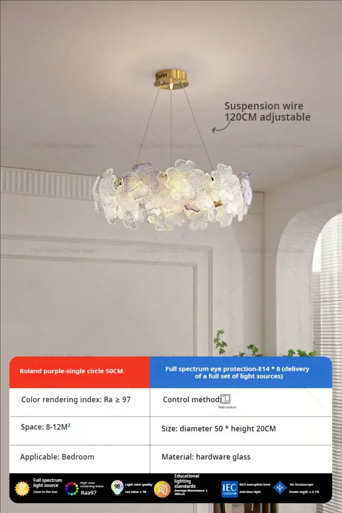 Elegant white and lavender petals crystal chandelier light with gold-finished ceiling mount for dining room decorbites petals crystal
