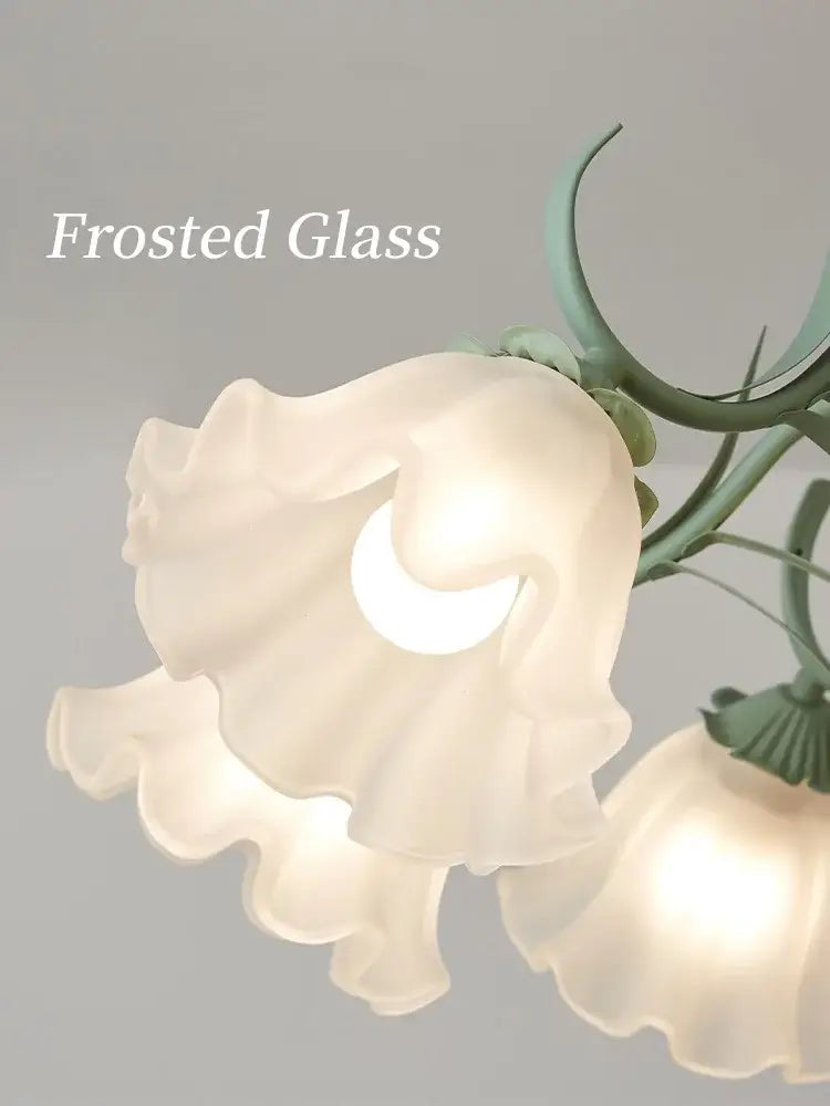 Frosted glass lampshade with ruffled edges and creamy white finish for french retro led flower chandelier decorbites french retro