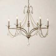 Antique brass dining room chandelier with retro pearl crystal droplets and decorbites french retro design strands